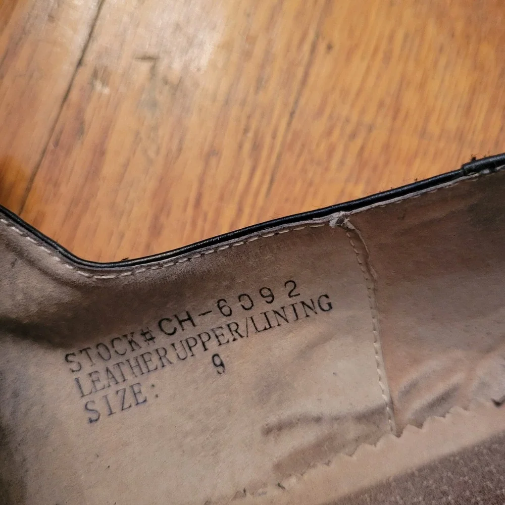 San Remo Italy Black Leather Square Toe Lace Up Dress Shoes‎ 9 Twee Academia